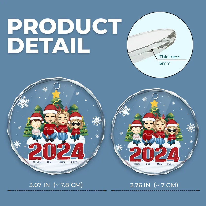 We Clap Hands And Welcome The Peace Of Christmas - Family Personalized Custom Circle Glass Ornament - Christmas Gift For Family Members