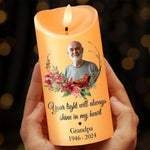 Custom Photo Memorial Gifts for Grandpa - Personalized LED Candle