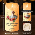 Custom Photo Memorial Gifts for Grandpa - Personalized LED Candle