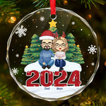 We Clap Hands And Welcome The Peace Of Christmas - Family Personalized Custom Circle Glass Ornament - Christmas Gift For Family