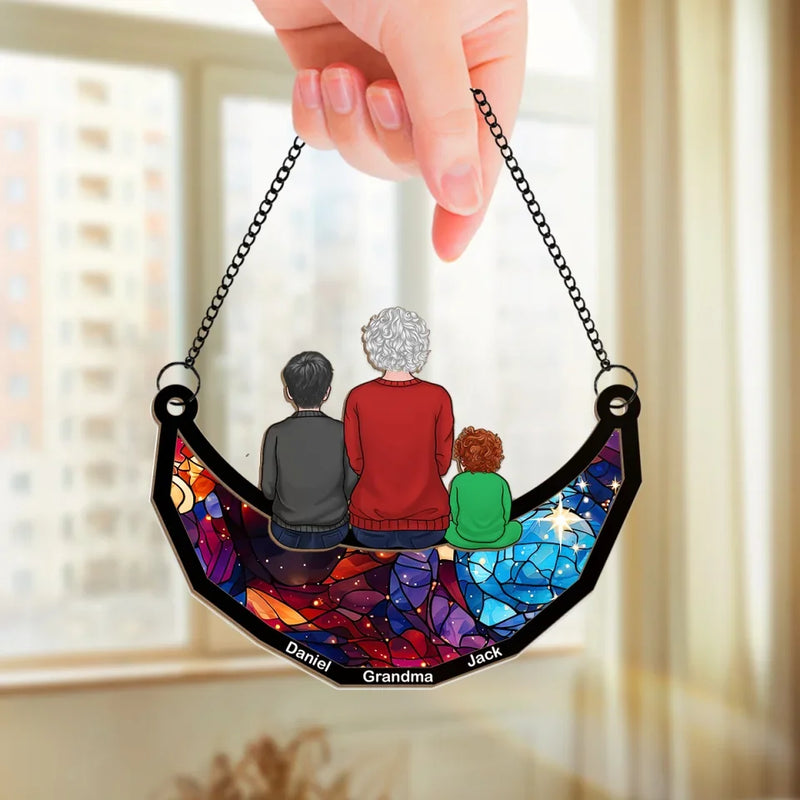 Your Love Is The Thread That Ties Our Family Together - Family Personalized Window Hanging Suncatcher - Gift For Grandma