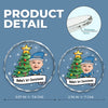 Custom Photo Let's Rock Around The Christmas Tree - Family Personalized Custom Circle Glass Ornament - Christmas Gift For Baby Kids, Newborn Baby, First Christmas