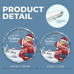 Our First Christmas - Couple Personalized Custom Circle Glass Ornament - Gift For Husband Wife, Anniversary, First Christmas