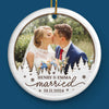 Custom Photo The Best Thing To Hold Onto In Life Is Each Other - Couple Personalized Custom Ornament - Ceramic Round Shaped - Christmas Gift For Husband Wife, Anniversary, First Christmas