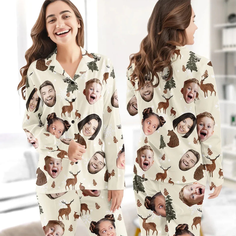 Custom Photo Family Time Is The Best Time When Everyone Is Cozy Together - Family Personalized Custom Pajamas - Christmas Gift For Family Members