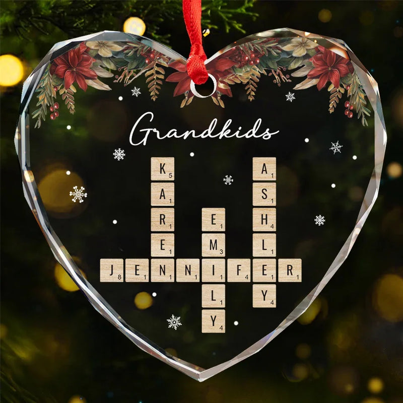 Merry Christmas, Grandma - Family Personalized Custom Heart Glass Ornament - Christmas Gift For Grandma