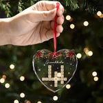 Merry Christmas, Grandma - Family Personalized Custom Heart Glass Ornament - Christmas Gift For Grandma, Grandpa