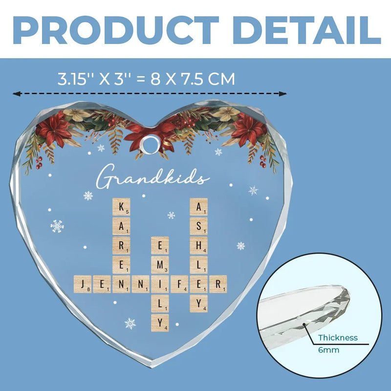 Merry Christmas, Grandma - Family Personalized Custom Heart Glass Ornament - Christmas Gift For Grandma