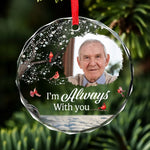 Custom Photo With Deepest Sympathy And Love - Memorial Personalized Custom Circle Glass Ornament - Sympathy Gift For Family Members