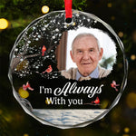 Custom Photo With Deepest Sympathy And Love - Memorial Personalized Custom Circle Glass Ornament - Sympathy Gift For Family Members