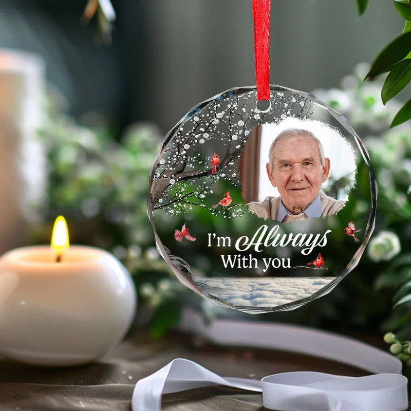 Custom Photo With Deepest Sympathy And Love - Memorial Personalized Custom Circle Glass Ornament - Sympathy Gift For Family Members