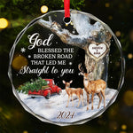 This Ornament Celebrates The Love That Binds Us - Couple Personalized Custom Circle Glass Ornament - Christmas Gift For Husband Wife, Anniversary