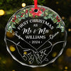 Starting New Traditions, Side By Side - Couple Personalized Custom Circle Glass Ornament - Christmas Gift For Husband Wife, Anniversary, First Christmas