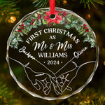 Starting New Traditions, Side By Side - Couple Personalized Custom Circle Glass Ornament - Christmas Gift For Husband Wife, Anniversary, First Christmas