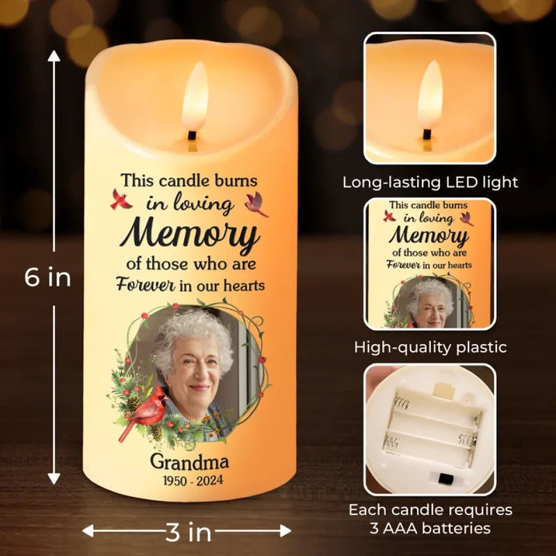 Custom Photo In Loving Memory Of Precious Moments - Memorial Personalized Custom LED Candle - Sympathy Gift, Christmas Gift For Family Members