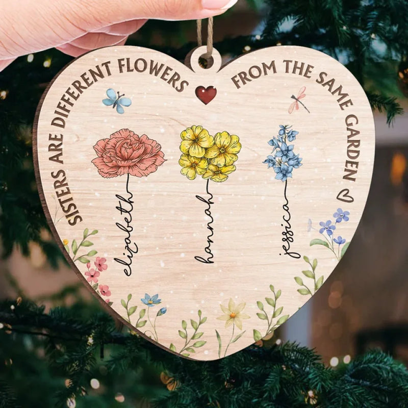 A Sister Is A Blossom In The Garden Of Life - Bestie Personalized Custom Ornament - Wood Custom Shaped - Christmas Gift For Best Friends, BFF, Sisters