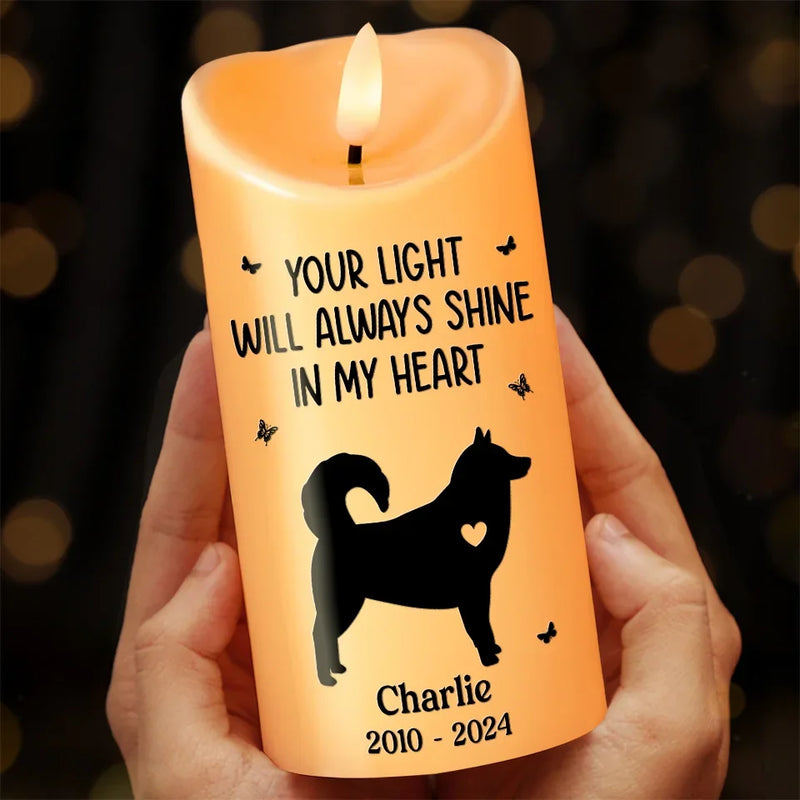 Forever Loved, Always In Our Hearts - Memorial Personalized Custom LED Candle - Sympathy Gift, Christmas Gift For Dog Lovers