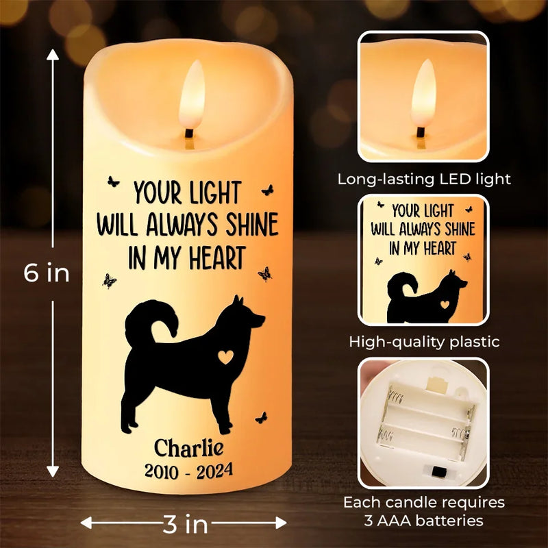 Forever Loved, Always In Our Hearts - Memorial Personalized Custom LED Candle - Sympathy Gift, Christmas Gift For Dog Lovers