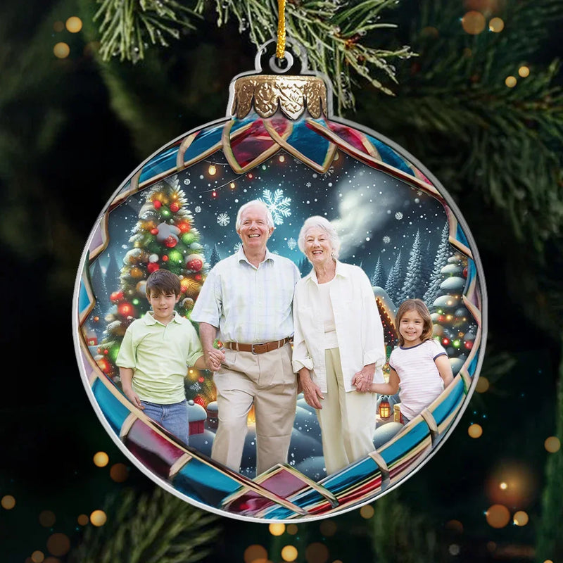 Custom Photo Looking Forward To Celebrating Christmas Together - Family Personalized Custom Ornament - Acrylic Custom Shaped - Christmas Gift For Grandma, Grandpa, Grandkid