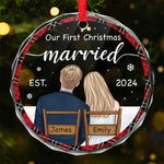 My Love For You Is Evergreen - Couple Personalized Custom Circle Glass Ornament - Christmas Gift For Husband Wife, Anniversary, First Christmas