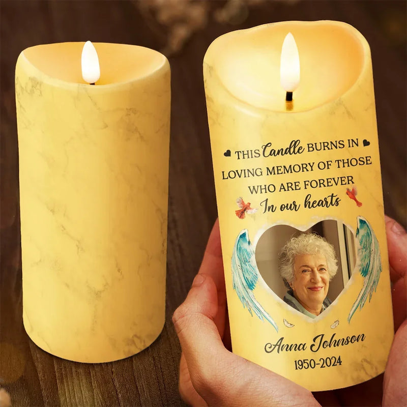 Custom Photo Your Memory Will Live On - Memorial Personalized Custom LED Candle - Sympathy Gift, Christmas Gift For Family