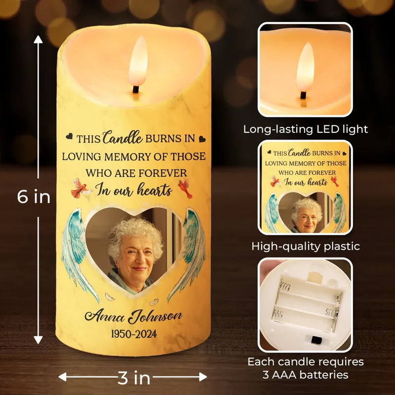 Custom Photo Your Memory Will Live On - Memorial Personalized Custom LED Candle - Sympathy Gift, Christmas Gift For Family