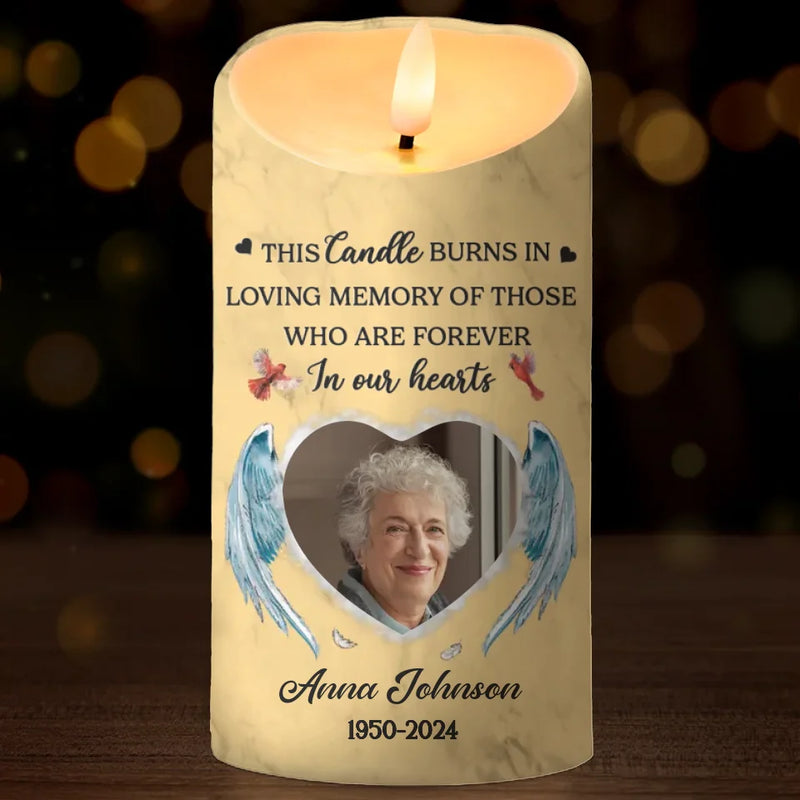Custom Photo Your Memory Will Live On - Memorial Personalized Custom LED Candle - Sympathy Gift, Christmas Gift For Family