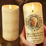 Custom Photo You Left A Footprint On Our Hearts - Memorial Personalized Custom LED Candle - Sympathy Gift, Christmas Gift For Family
