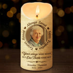 Custom Photo You Left A Footprint On Our Hearts - Memorial Personalized Custom LED Candle - Sympathy Gift, Christmas Gift For Family