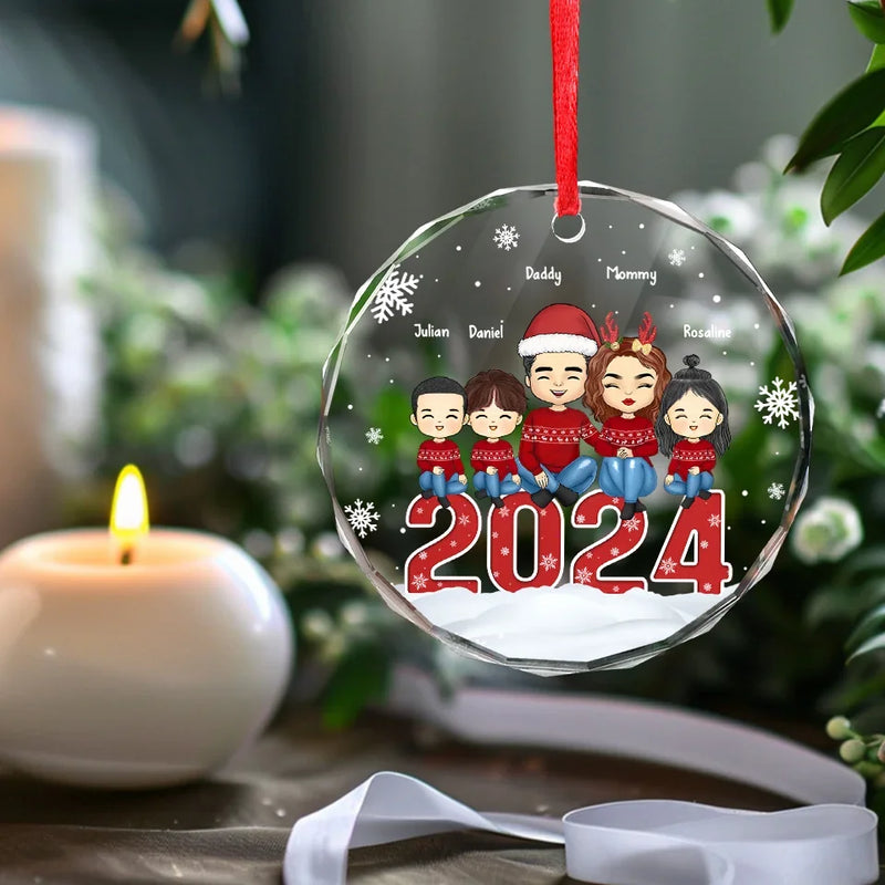 Every Ornament Tells A Family Story - Family Personalized Custom Circle Glass Ornament - Christmas Gift For Family