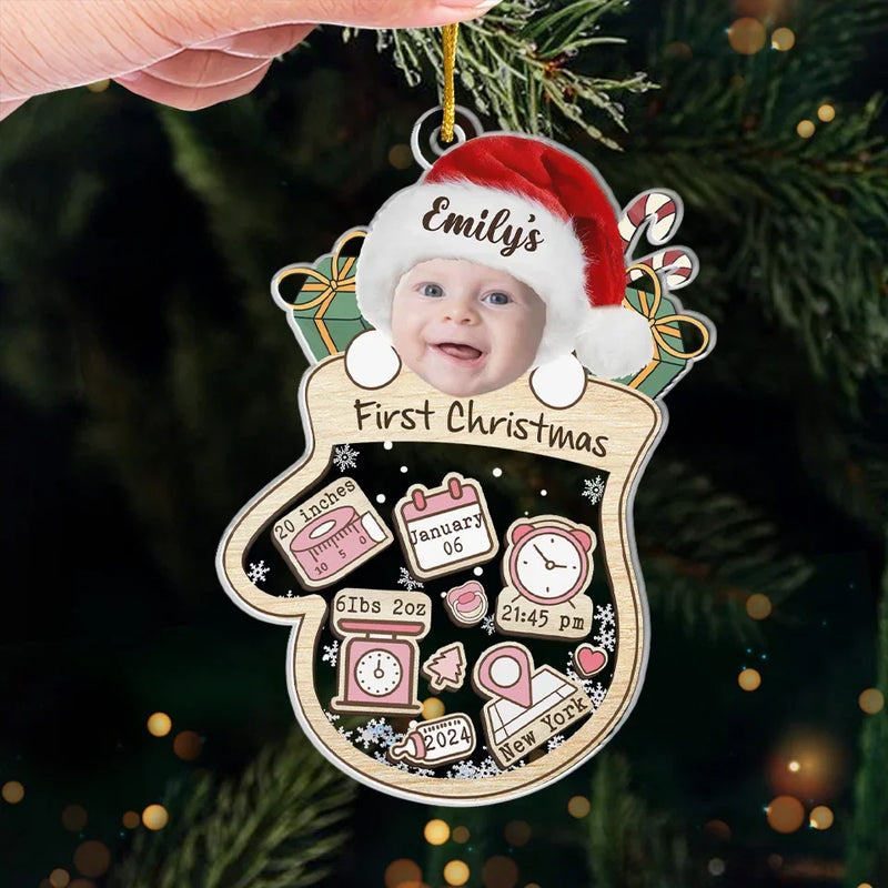Custom Photo Wrapped In Holiday Cuteness - Family Personalized Custom Ornament - Acrylic Custom Shaped - Christmas Gift For Baby Kids, Newborn Baby, First Christmas