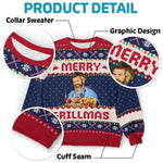 Custom Photo Grilling Up Some Holiday Cheer - Personalized Custom Ugly Sweatshirt - Unisex Wool Jumper - Christmas Gift For Dad, Grandpa, Husband