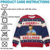 Custom Photo Grilling Up Some Holiday Cheer - Personalized Custom Ugly Sweatshirt - Unisex Wool Jumper - Christmas Gift For Dad, Grandpa, Husband