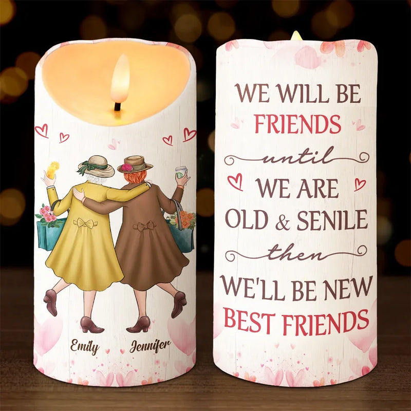 Besties Forever, No Matter What - Bestie Personalized Custom LED Candle - Christmas Gift For Best Friends, BFF, Sisters