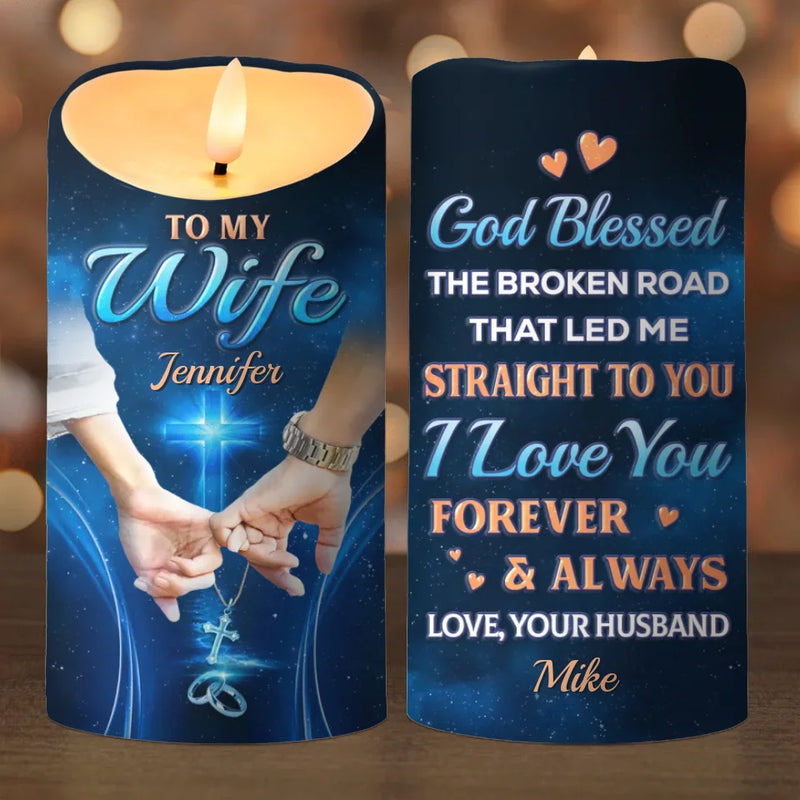 I Love You Forever And Always - Couple Personalized Custom LED Candle - Christmas Gift For Wife, Husband