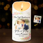 Custom Photo Newlywed Christmas Gifts for Couples - Personalized LED Candle