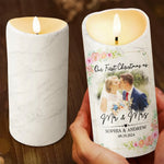 Custom Photo Newlywed Christmas Gifts for Couples - Personalized LED Candle