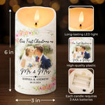 Custom Photo Newlywed Christmas Gifts for Couples - Personalized LED Candle
