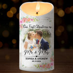 Custom Photo Newlywed Christmas Gifts for Couples - Personalized LED Candle