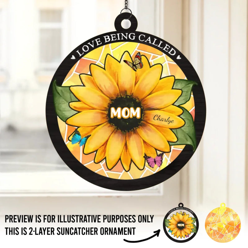 Motherhood All Love Begins And Ends There - Family Personalized Window Hanging Suncatcher - Mother's Day, Gift For Nana
