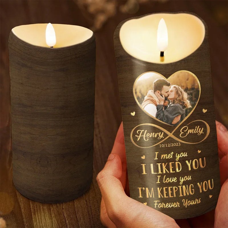 Custom Photo You Make My Heart Skip A Beat - Couple Personalized Custom LED Candle - Christmas Gift For Husband, Wife, Couple