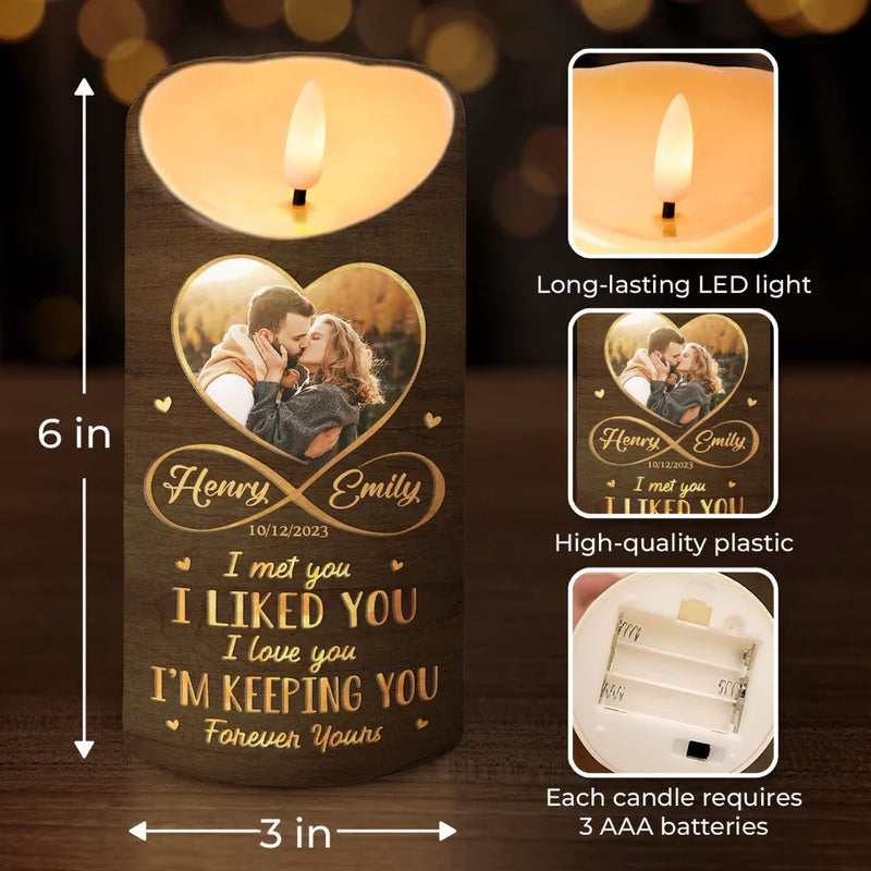 Custom Photo You Make My Heart Skip A Beat - Couple Personalized Custom LED Candle - Christmas Gift For Husband, Wife, Couple