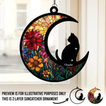 My Thoughts Are With You - Memorial Personalized Window Hanging Suncatcher - Sympathy Gift For Cat Lovers, Pet Owners