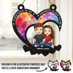 Falling In Love All Over Again - Couple Personalized Window Hanging Suncatcher - Gift For Husband, Wife, Couple