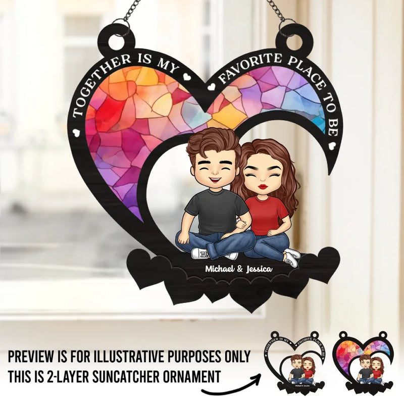 Falling In Love All Over Again - Couple Personalized Window Hanging Suncatcher - Gift For Husband, Wife, Couple
