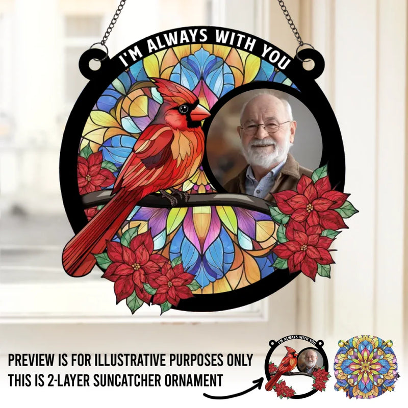 Custom Photo I'm Always With You - Memorial Personalized Window Hanging Suncatcher - Sympathy Gift For Family