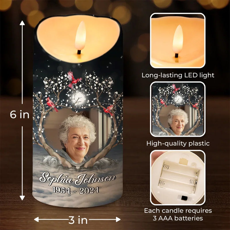 Custom Photo In Loving Memory, Forever Missed - Memorial Personalized Custom LED Candle - Sympathy Gift, Christmas Gift For Family Members