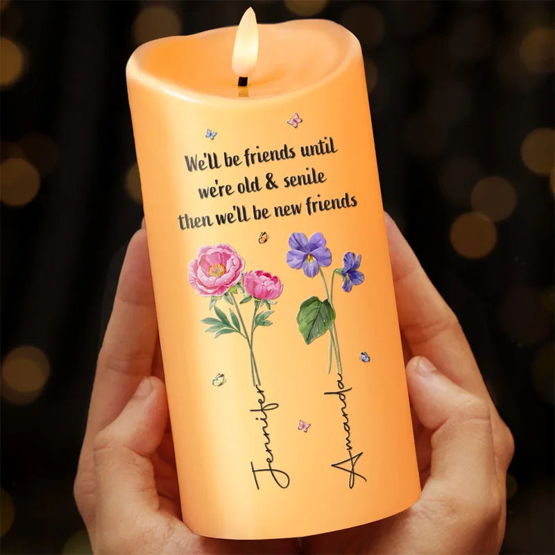 Bloom Where We Grow, Bestie - Bestie Personalized Custom LED Candle - Christmas Gift For Best Friends, BFF
