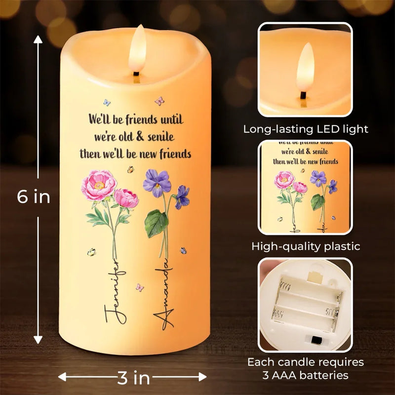 Bloom Where We Grow, Bestie - Bestie Personalized Custom LED Candle - Christmas Gift For Best Friends, BFF