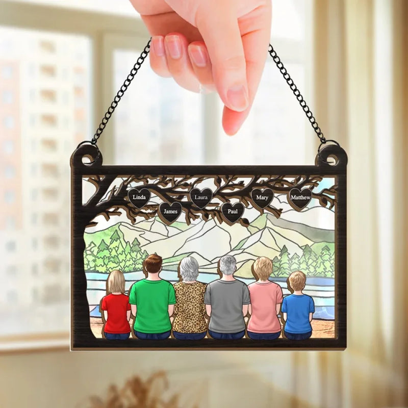 Home For Christmas Means Family By Your Side - Family Personalized Window Hanging Suncatcher - Christmas Gift For Family Members